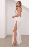 Multicolor Sequin Maxi Dress in White