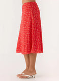 Calia Midi Skirt Magenta Red Rose