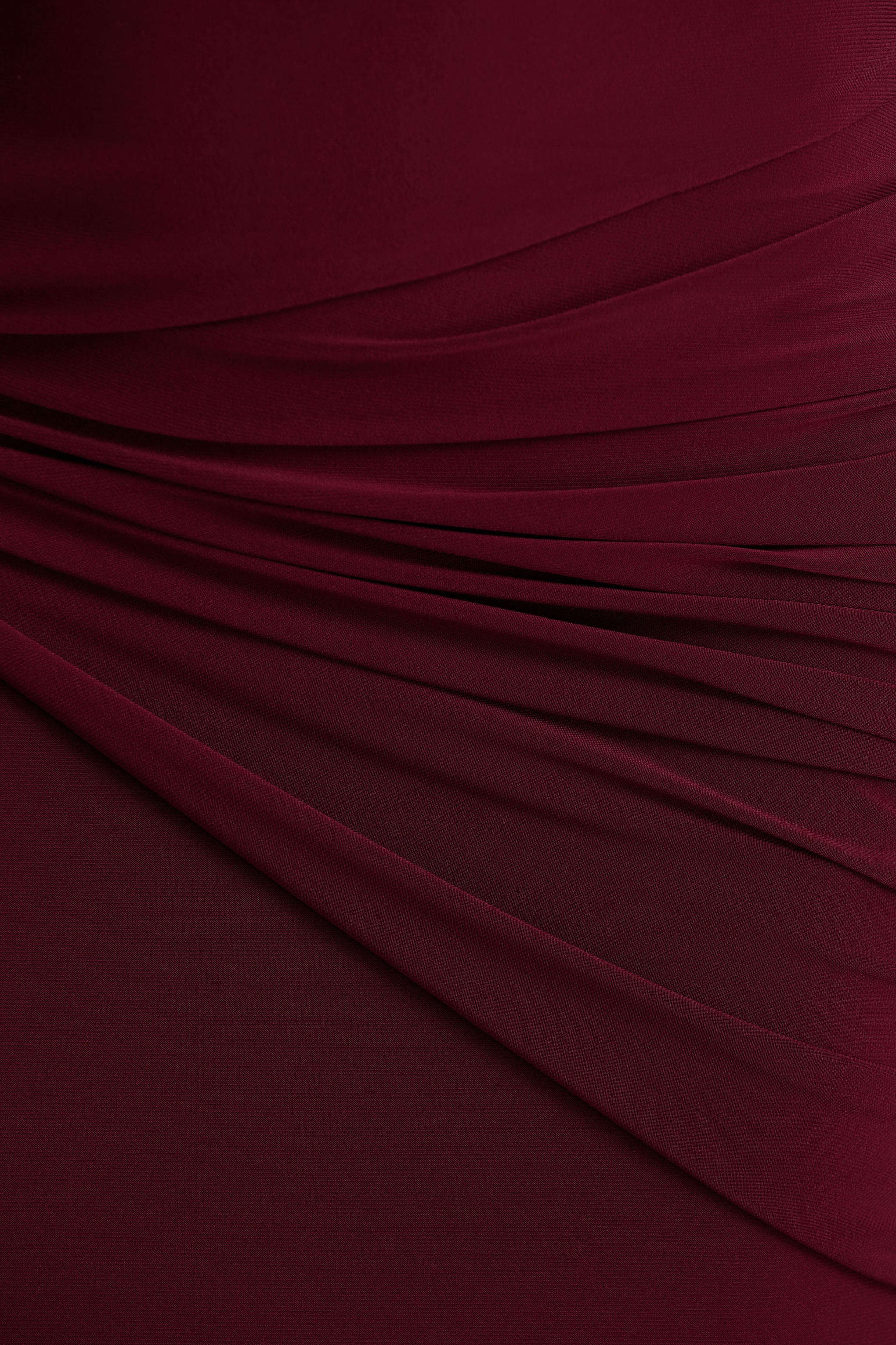 Decadence Burgundy High Neck Wrapped Maxi Dress With Twist Sleeve