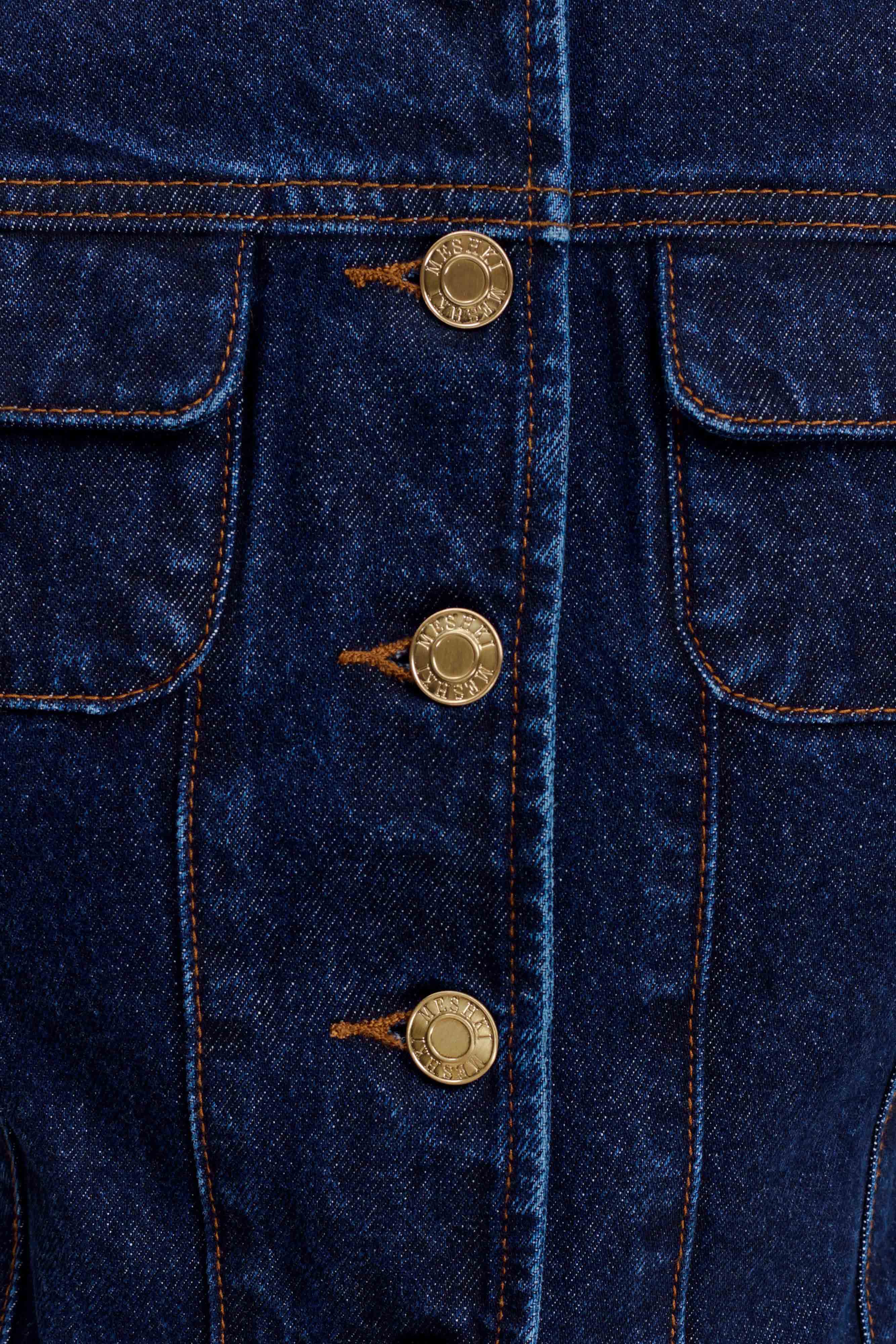 Marge Fitted Denim Short Sleeve Top Indigo Blue
