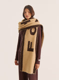 Beige Brown Knit Fourth Branded Scarf