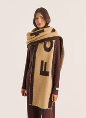 Beige Brown Knit Fourth Branded Scarf