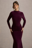Reid Plum Long Sleeve Gathered Maxi Dress