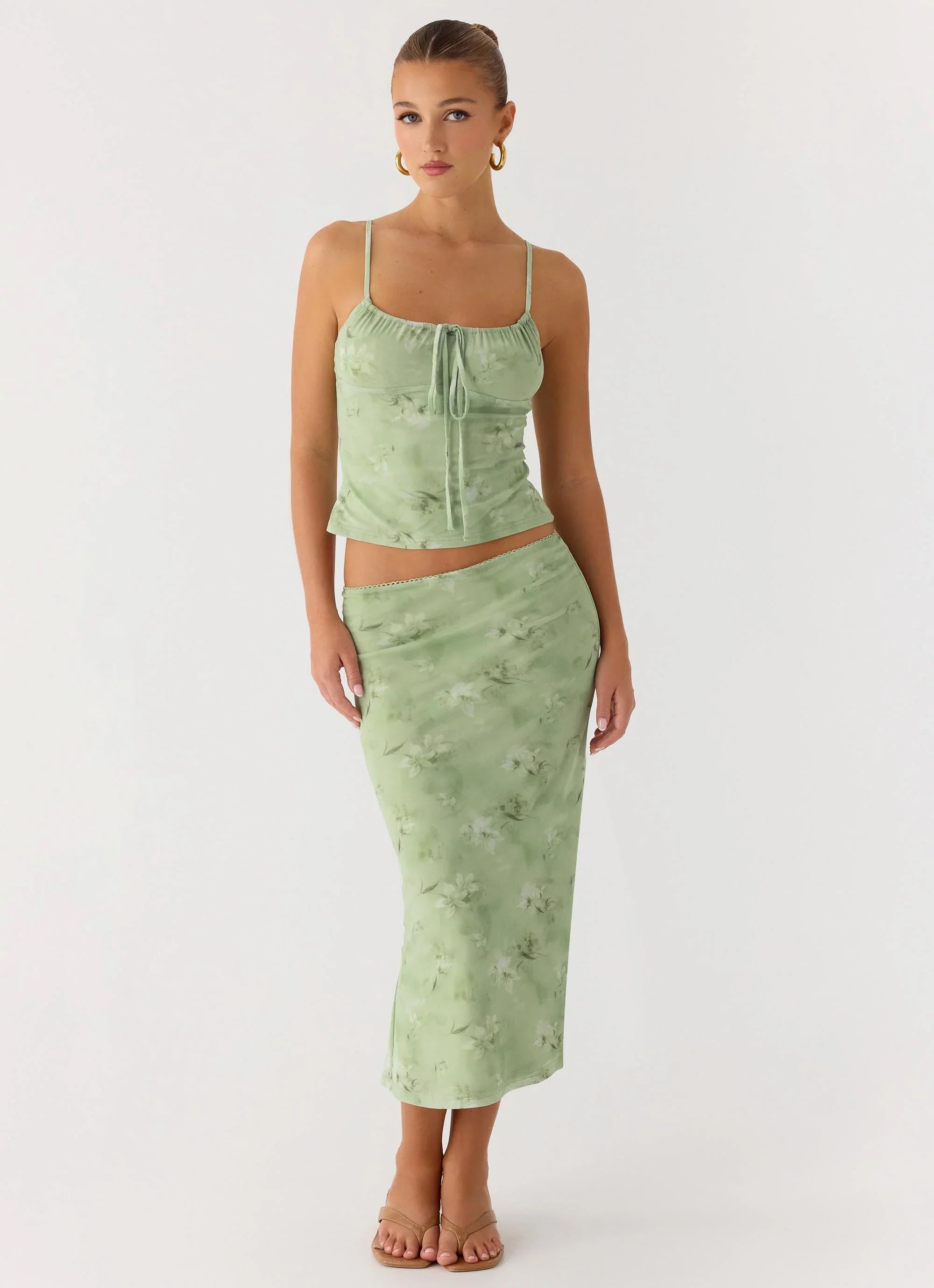 Bahama Low Rise Midi Skirt Blurred Lime