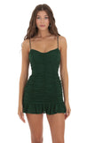 Ruched Bodycon Dress in Green