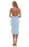 Ruffle Halter Dress in Blue