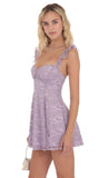 Lace Mini Sequin Fit and Flare Dress in Lilac