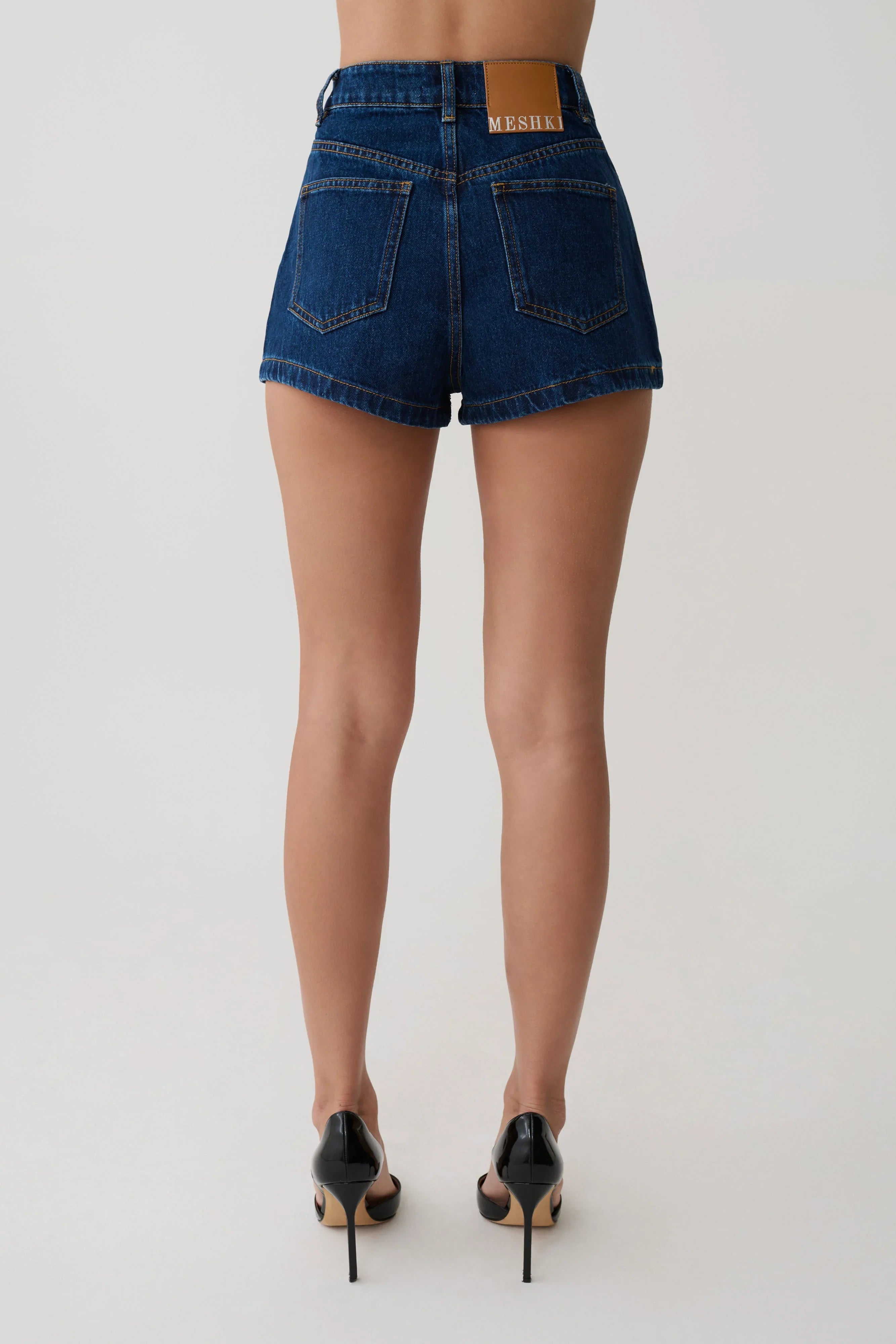 Dan Diamante Denim Shorts Midnight Blue