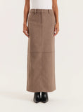 Brown Wool Effect Maxi Skirt