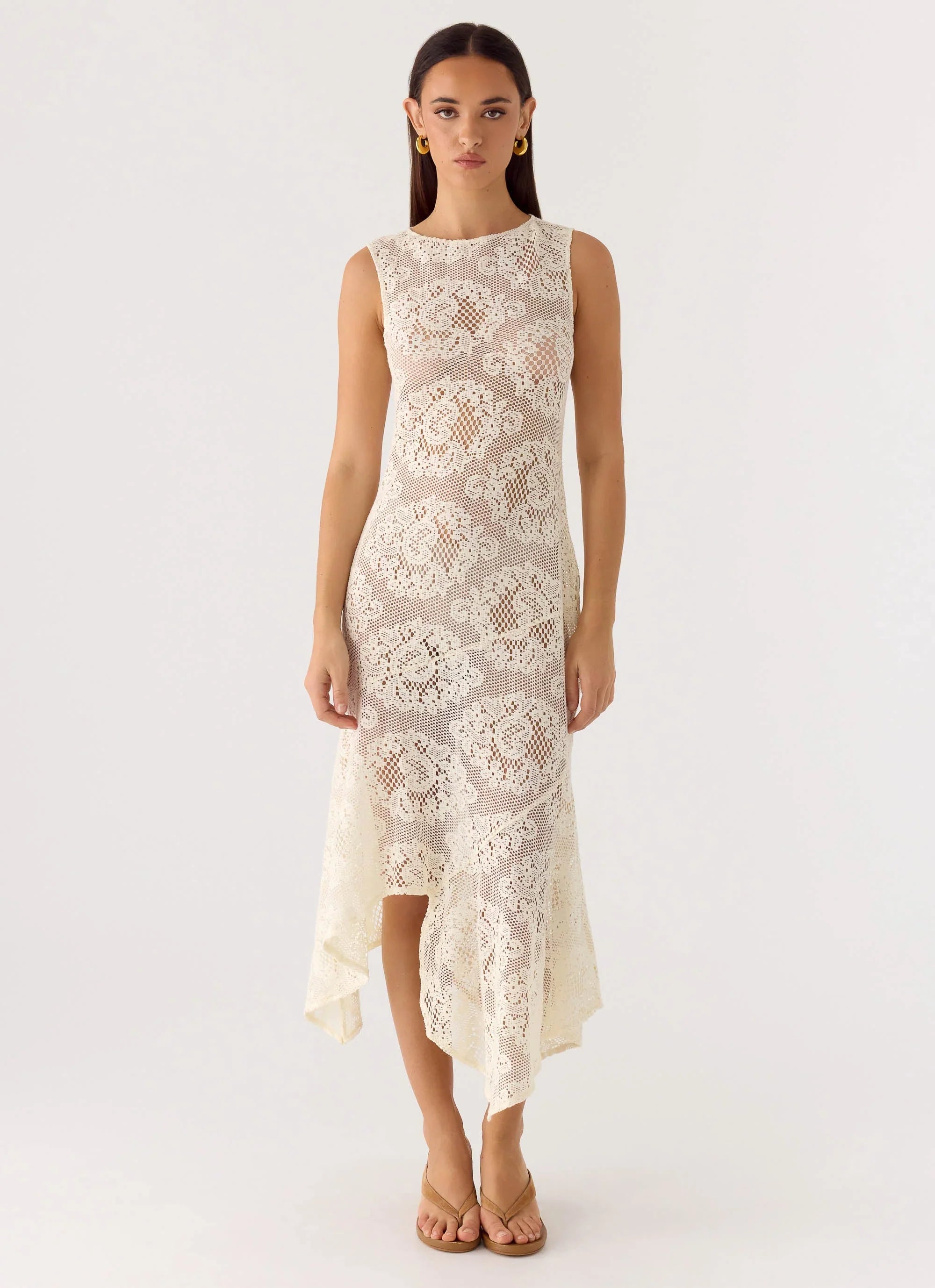 Janayia Midi Dress Ivory