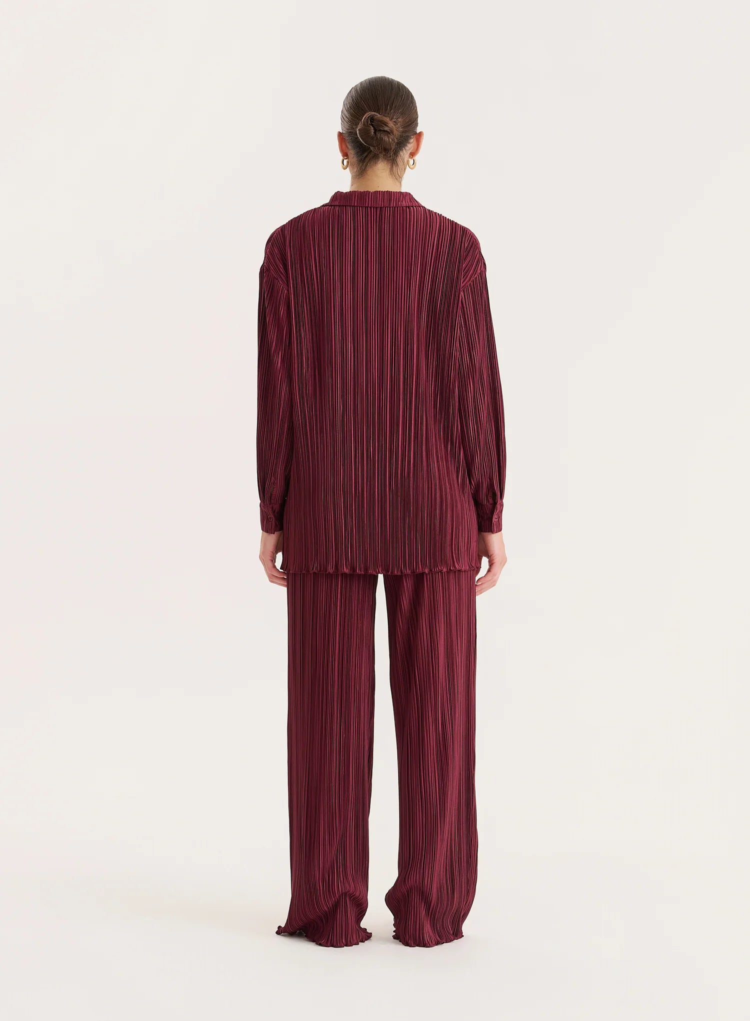 Burgundy Plisse Trouser