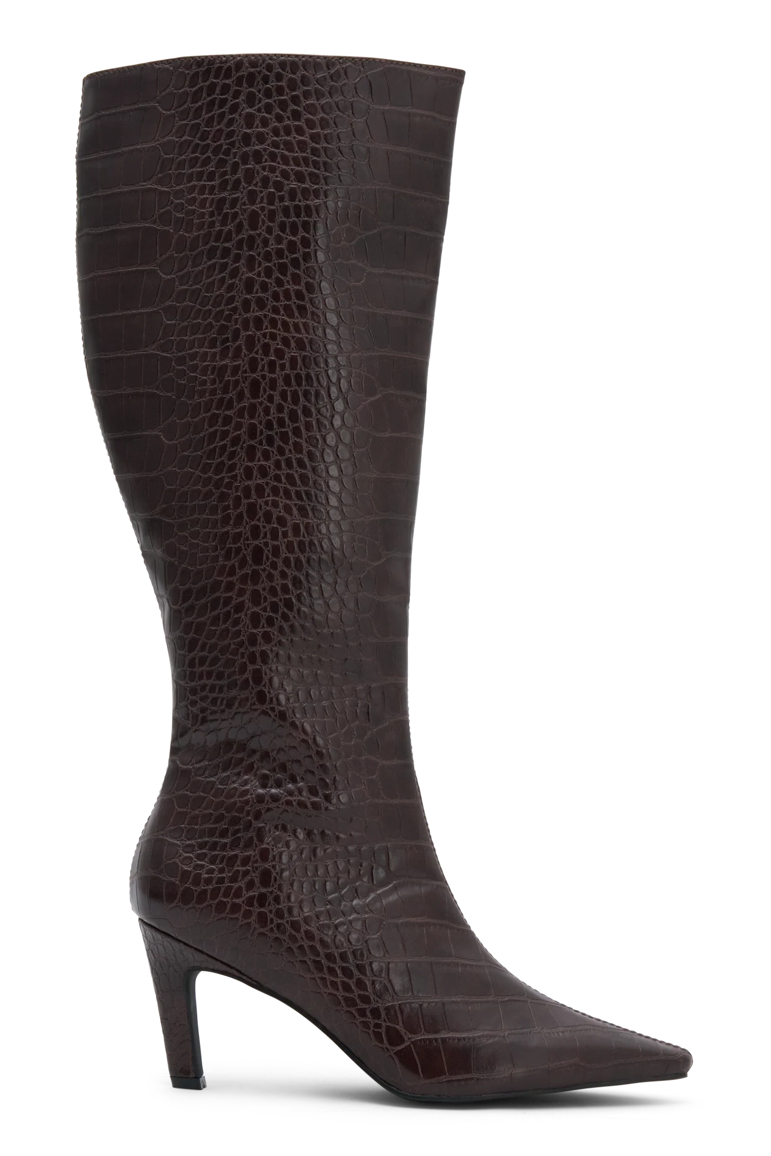 Sarah Faux Leather Crocodile Boot Chocolate