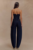 Oakley Strapless Scallop Denim Top Indigo Blue