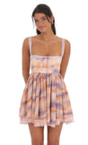 Watercolor Babydoll Dress in Multicolor Print