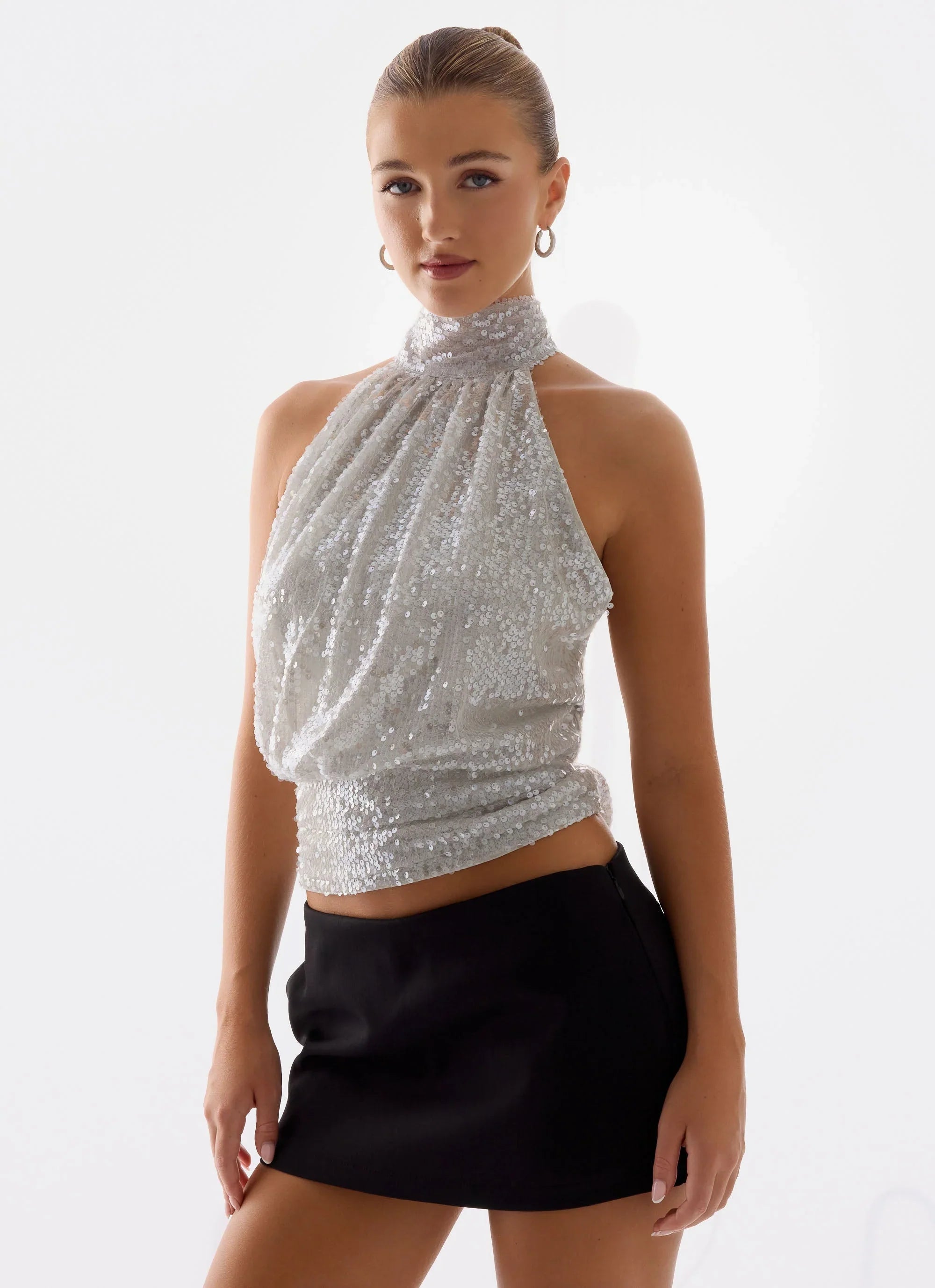 Willow Sequin Top Silver