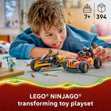 LEGO NINJAGO Kai and Coles Combiner Vehicles 71864 Building Toys for Boys Girls Ages 7 Toy Car Motorcycle for Pretend Play 3 Minifigures 394 pieces Gift for Birthdays
