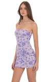 Strapless Sequin Floral Bodycon Dress in Lavender