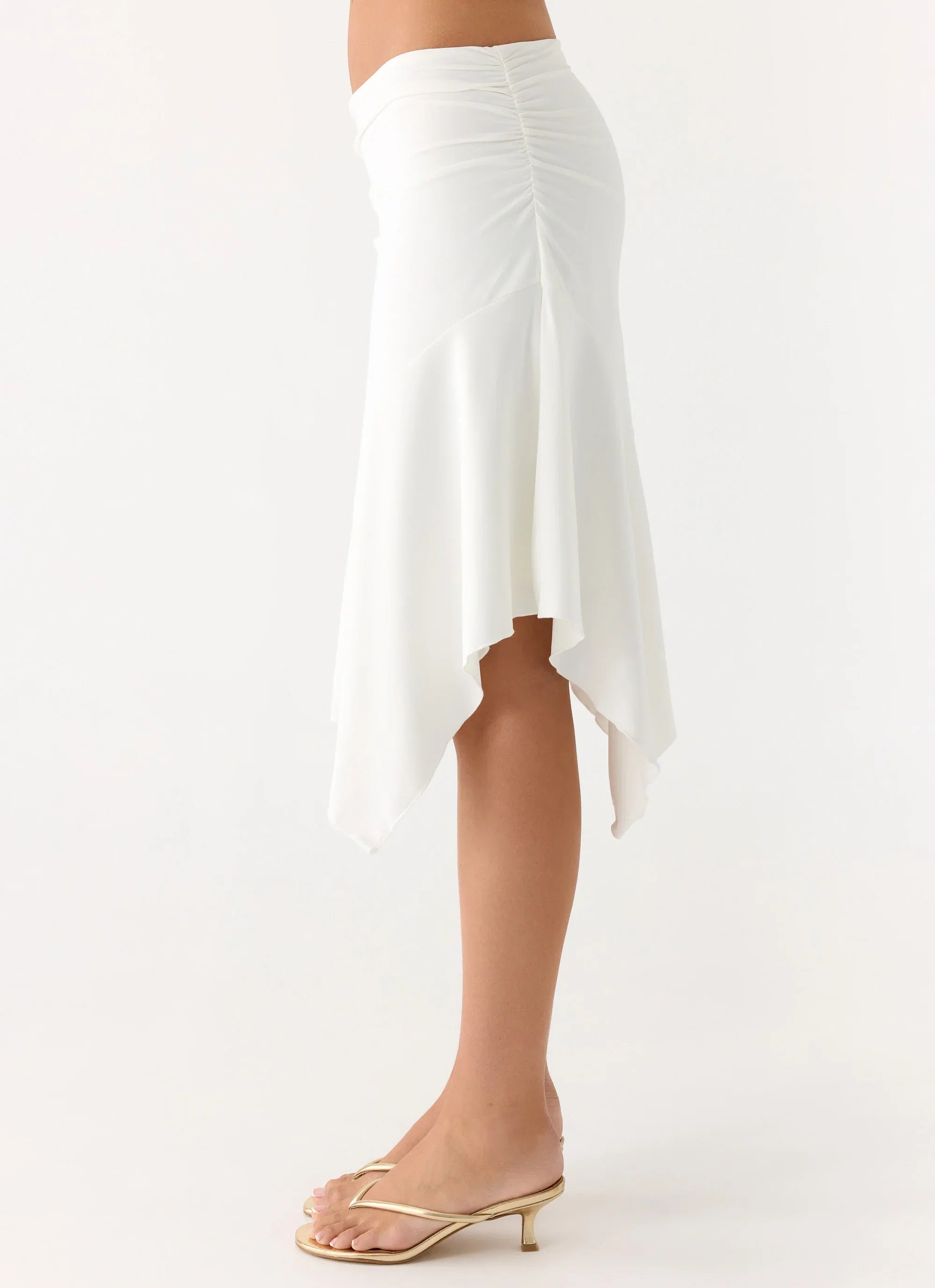 Maxina Asymmetrical Midi Skirt White