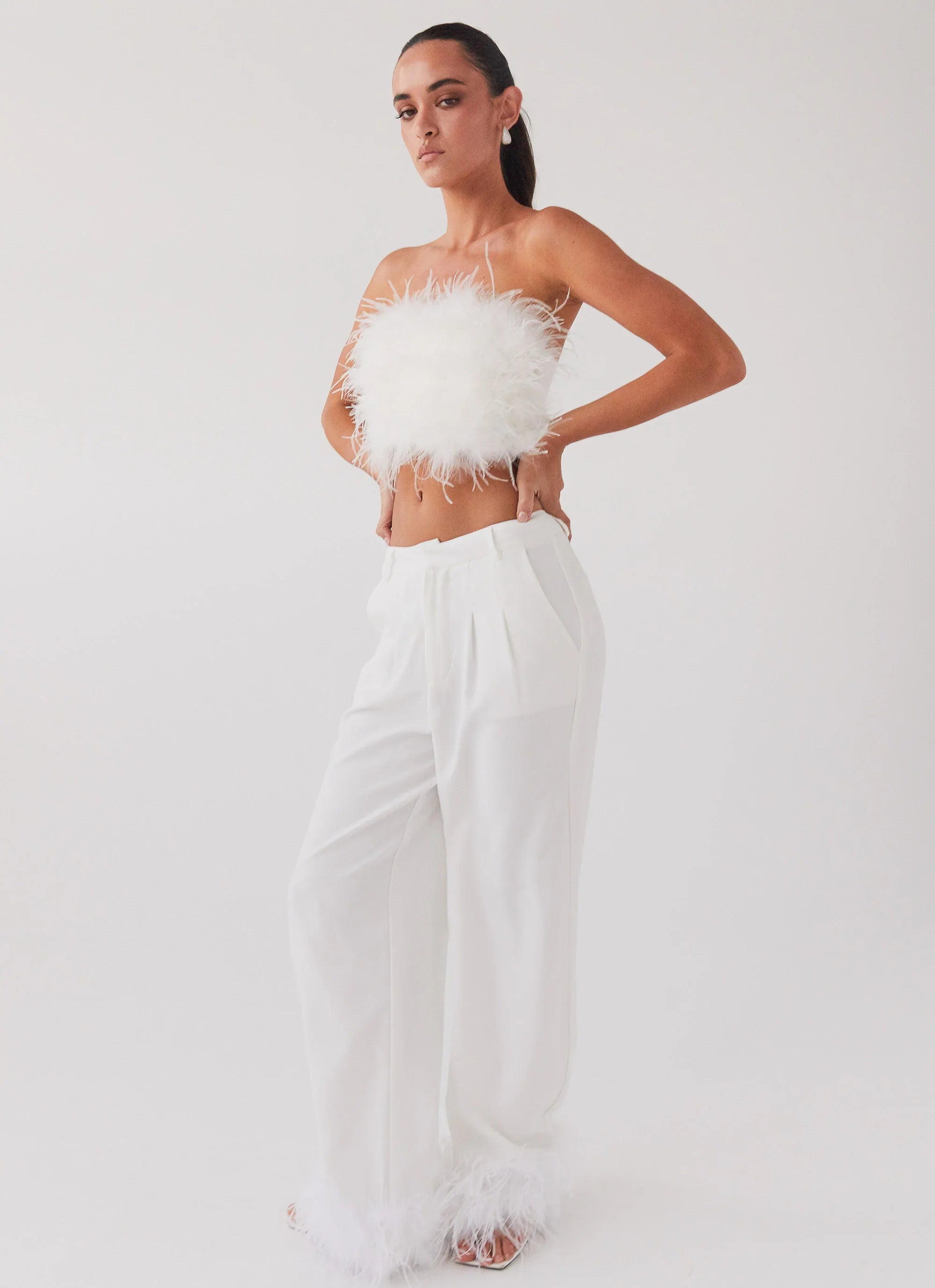 Shake It Off Feather Pants Snow