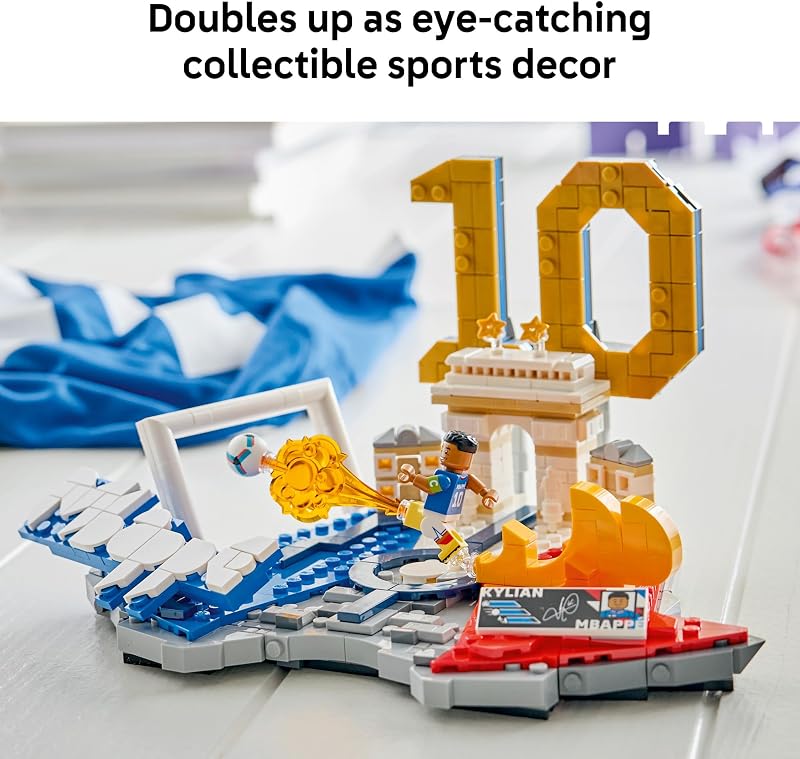 LEGO Editions Kylian Mbappé Soccer Highlights Building Set for Boys Girls Ages 10 Collectible Soccer Gift with Plaque Kids Bedroom or Shelf Decor 43013