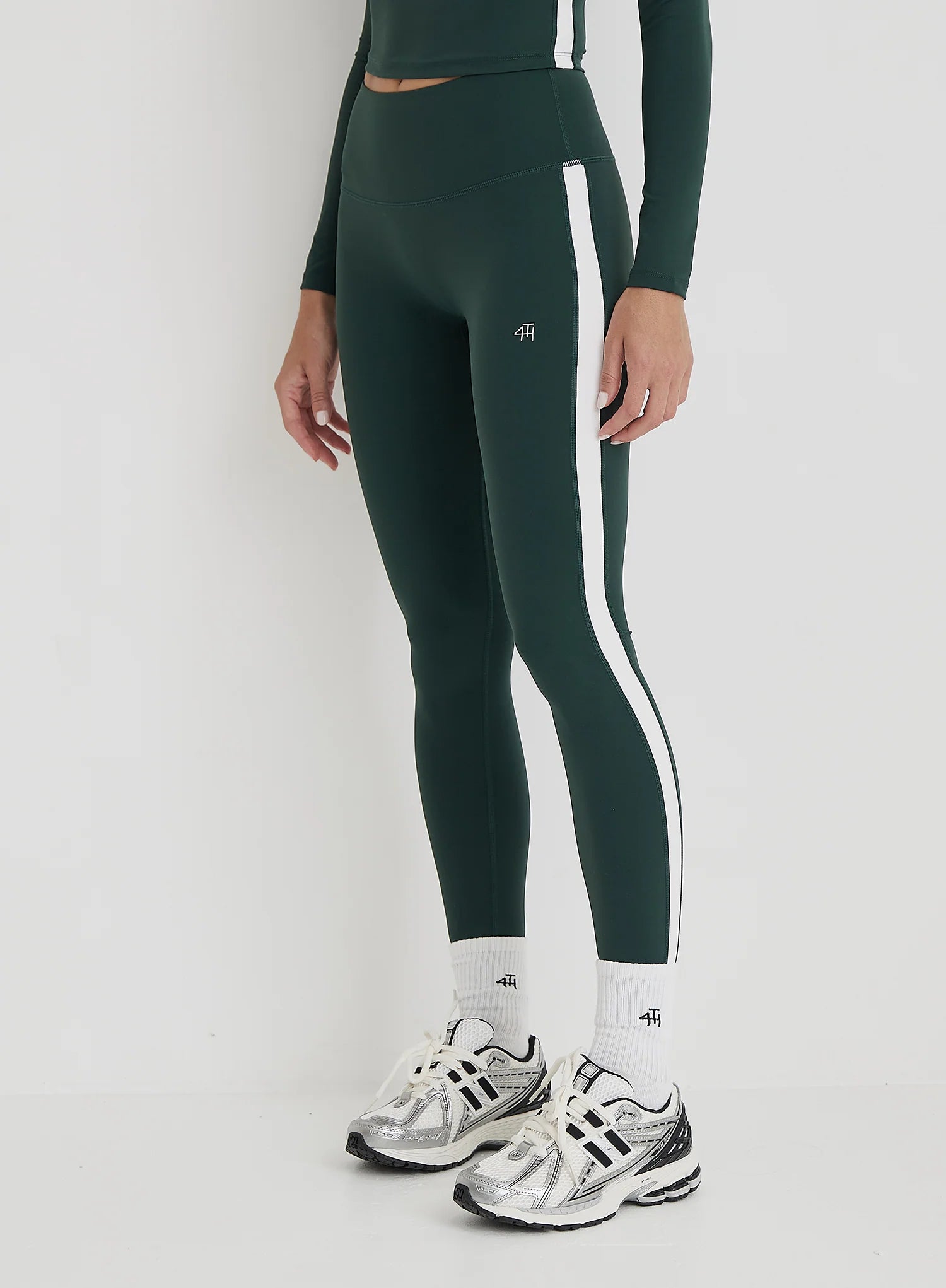Green 4th Branded Contrast Stripe Legging