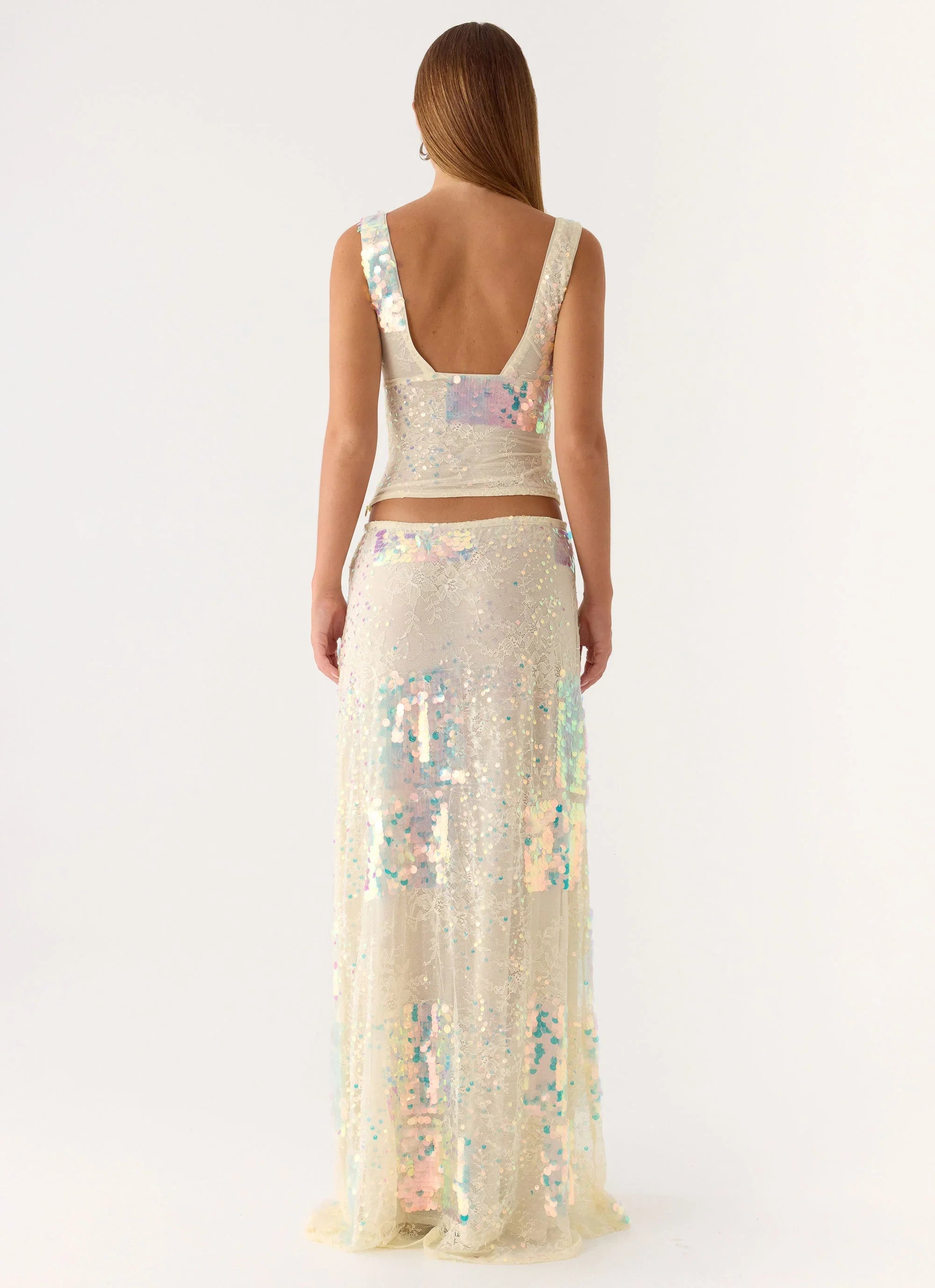 Erinah Sequin Maxi Skirt Yellow