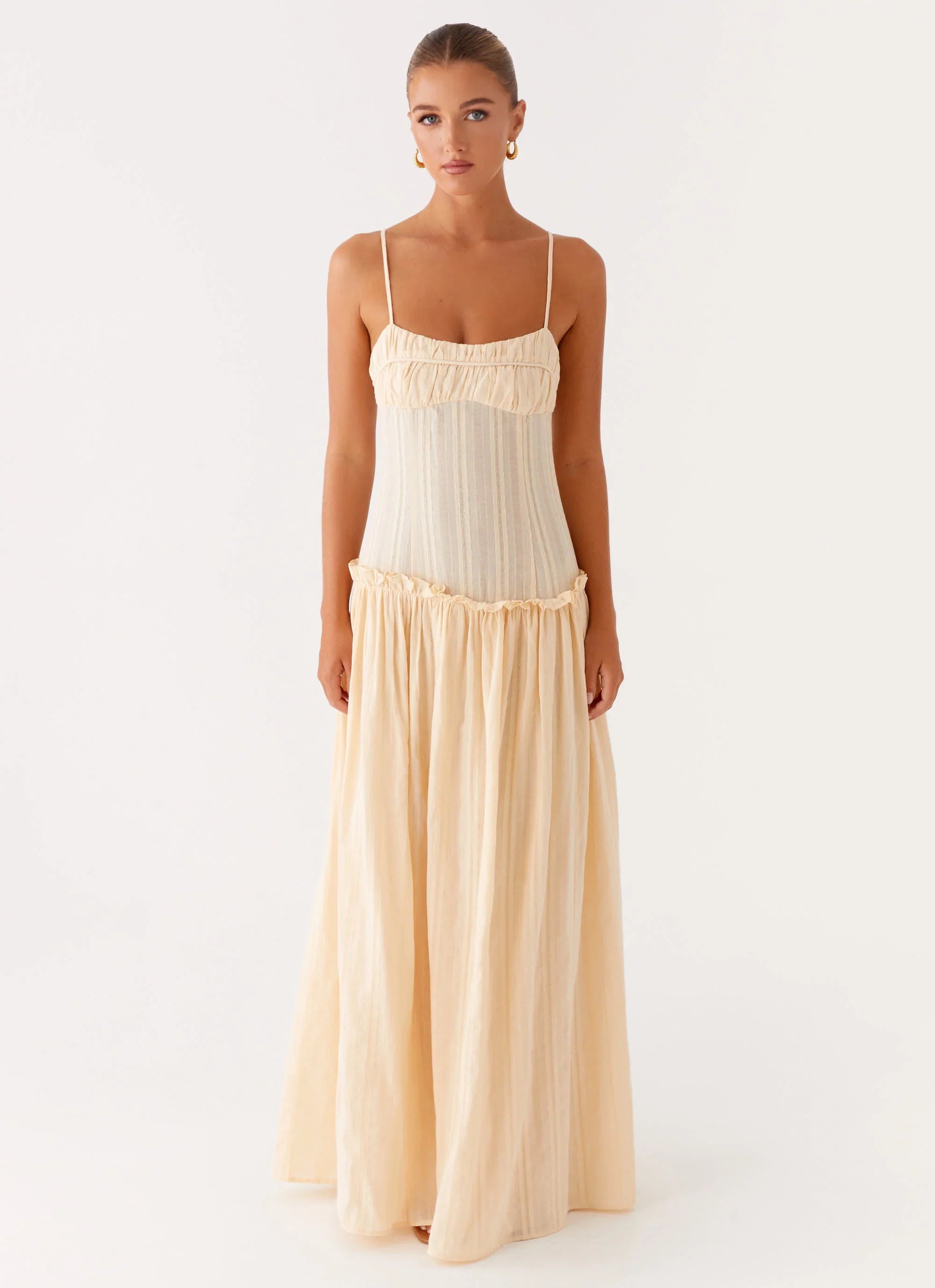 Jacinda Drop Waist Maxi Dress Cream