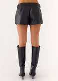 Oslo Faux Leather Mini Shorts Black