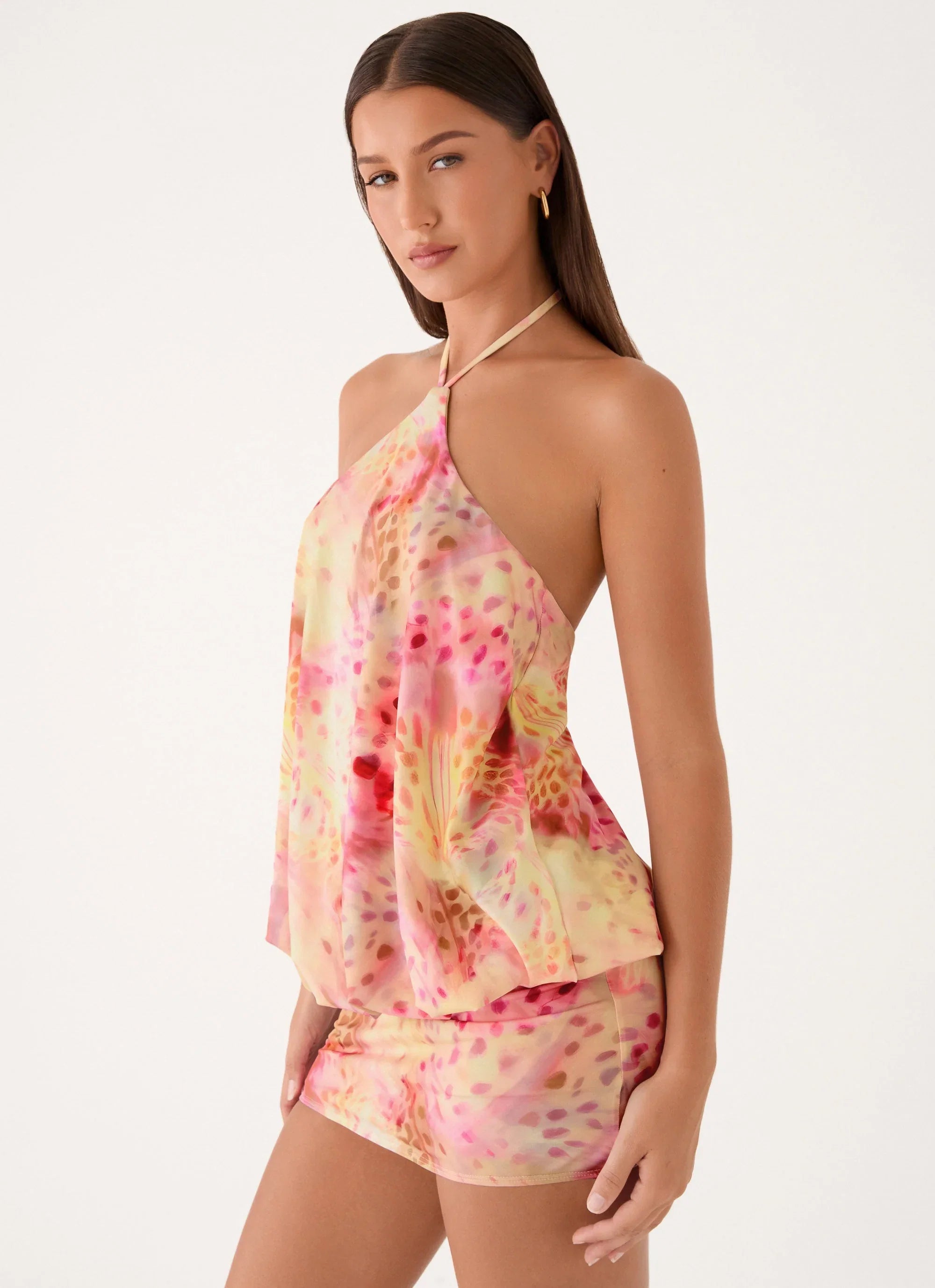 Solarae Mini Dress Botanic Cheetah