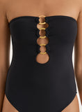 Black Gold Ring Cut Out Bandeau Swimsuit