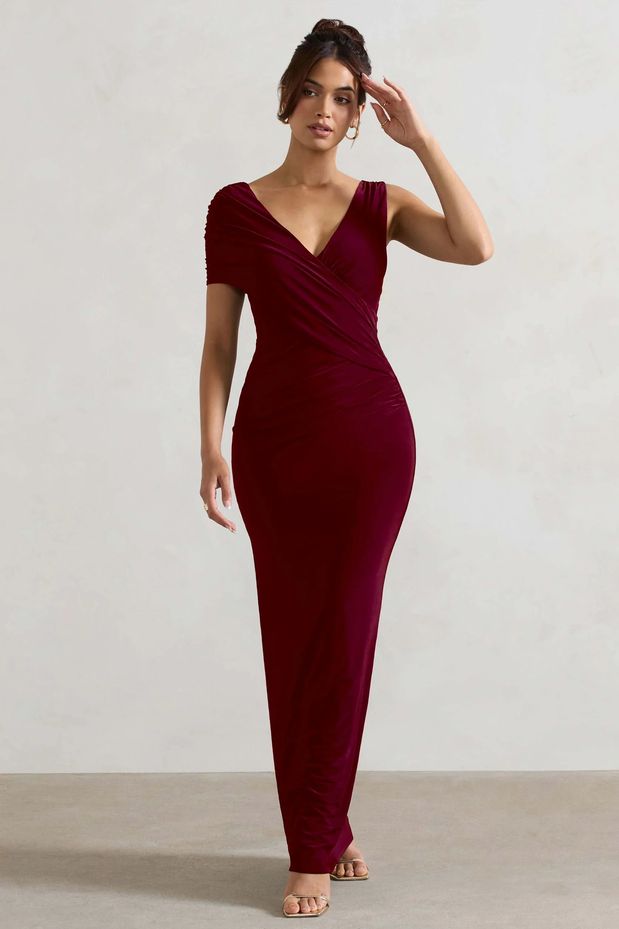 Capella Berry Asymmetric Wrap Maxi Dress
