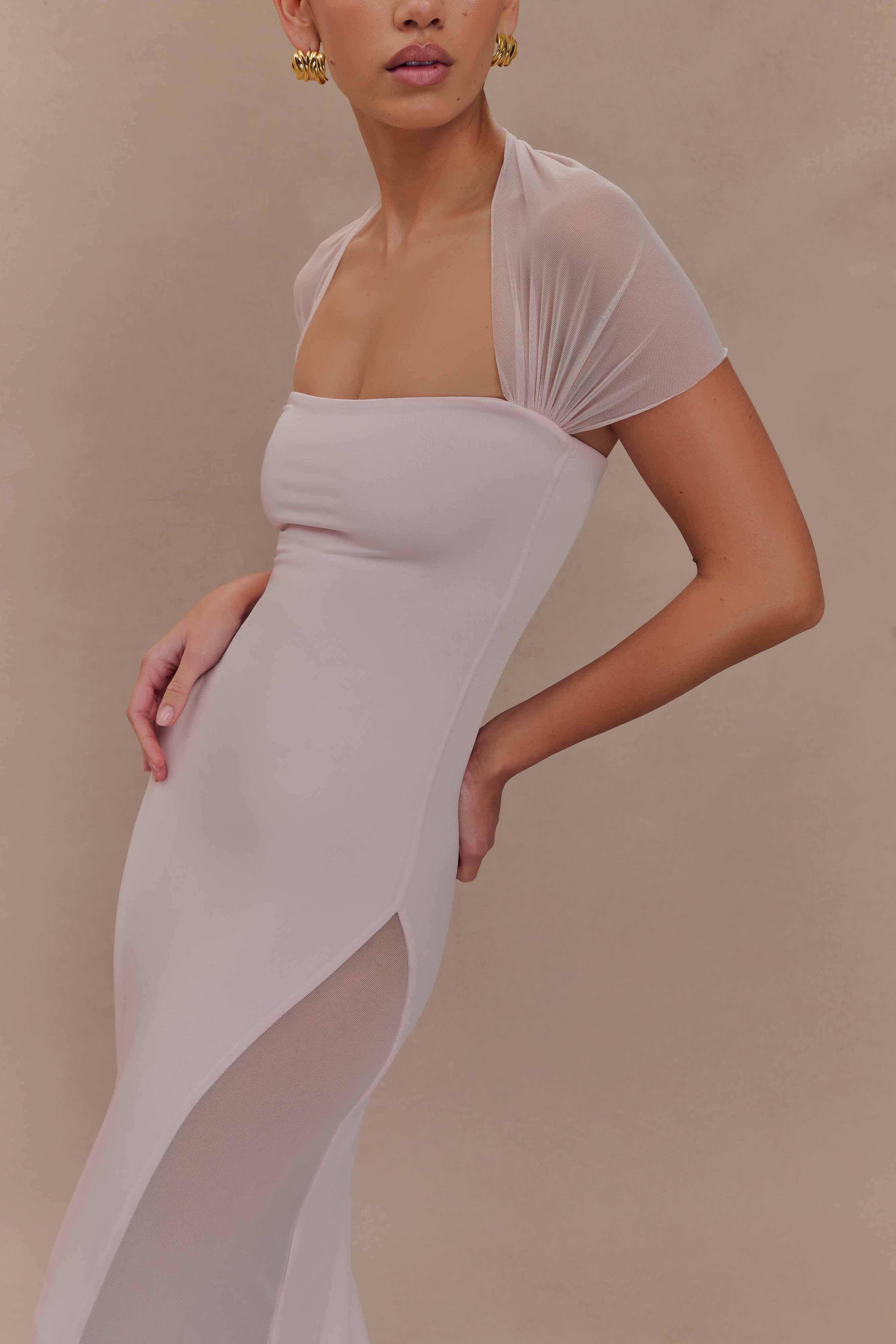 Wyatt Slinky And Mesh Maxi Dress Pale Pink