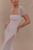 Wyatt Slinky And Mesh Maxi Dress Pale Pink