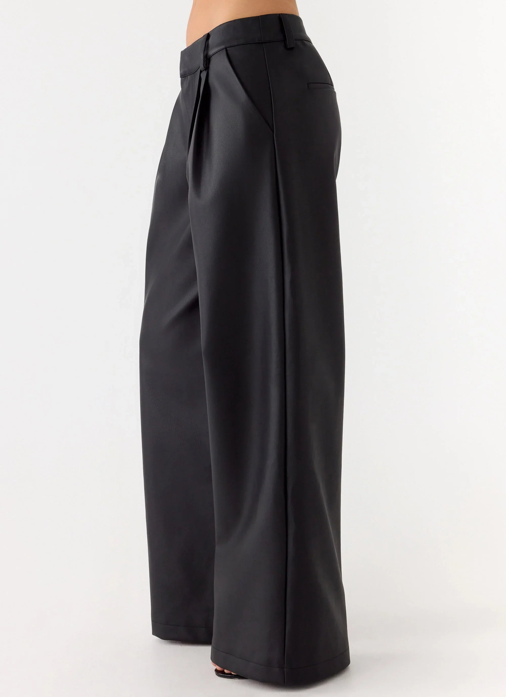 Samuel Low Rise Faux Leather Pants Black