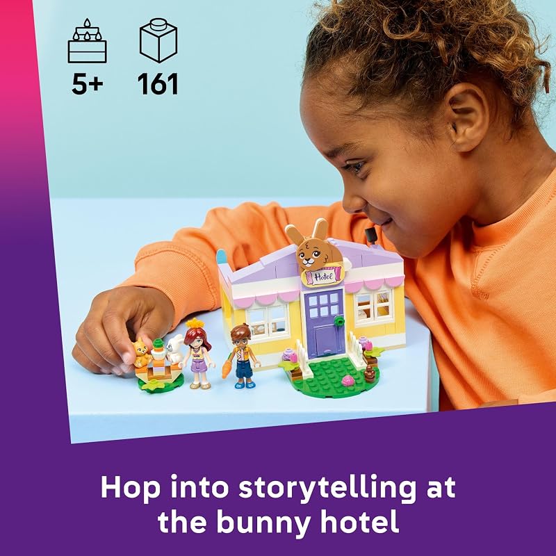 LEGO Friends Heartlake City Bunny Hotel Building Toy for Girls Boys Pretend Play Set for Kids Ages 5 W Paisley Leo Minidolls 2 Toy Bunnies Accessories Gift Idea for Birthdays 42679