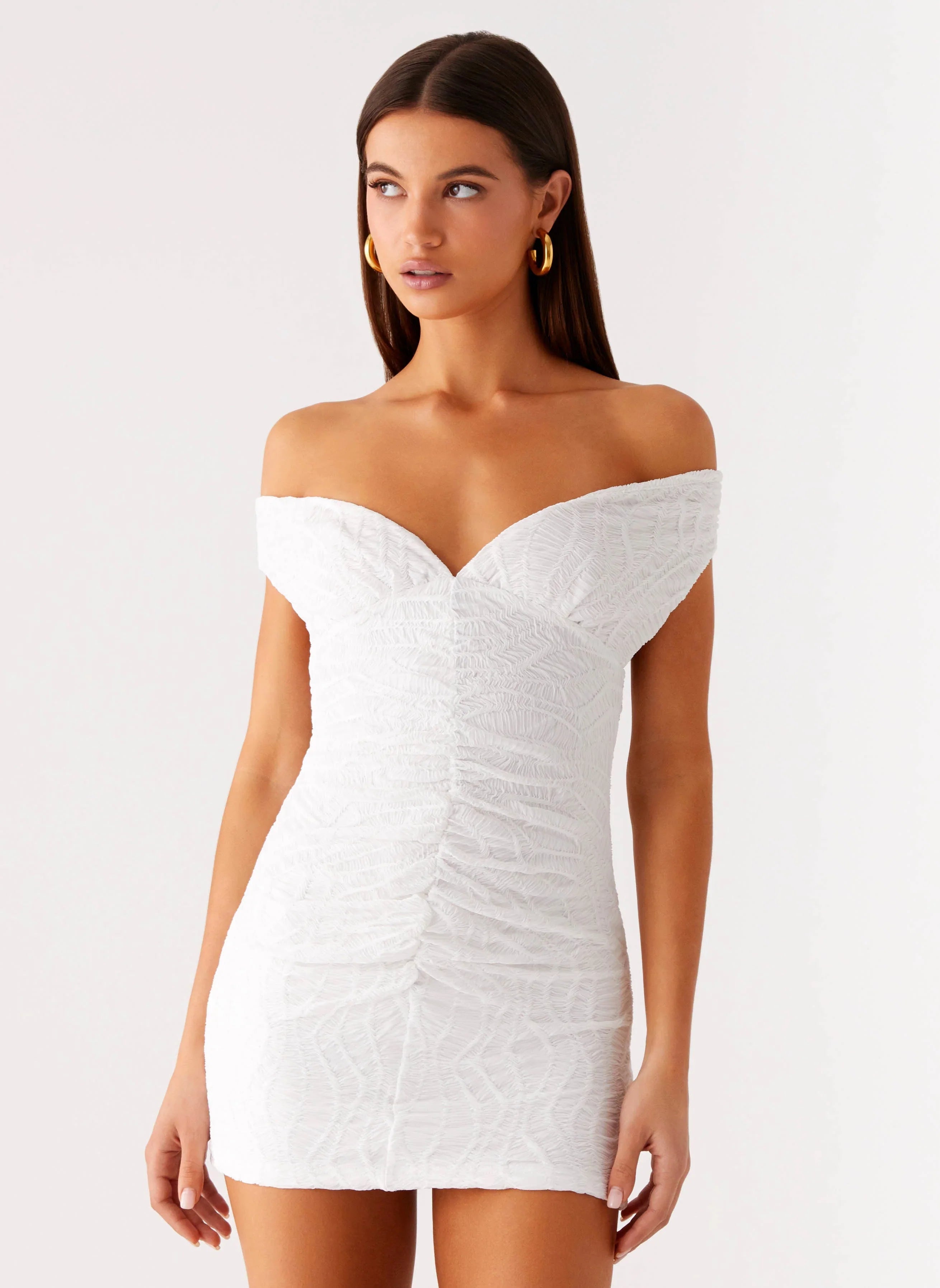 Takoda Off Shoulder Mini Dress White