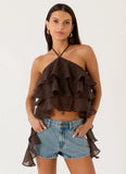 Inna Frill Halter Top Chocolate