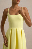 Bambina Lemon Scoop Neck Pleated Maxi Dress