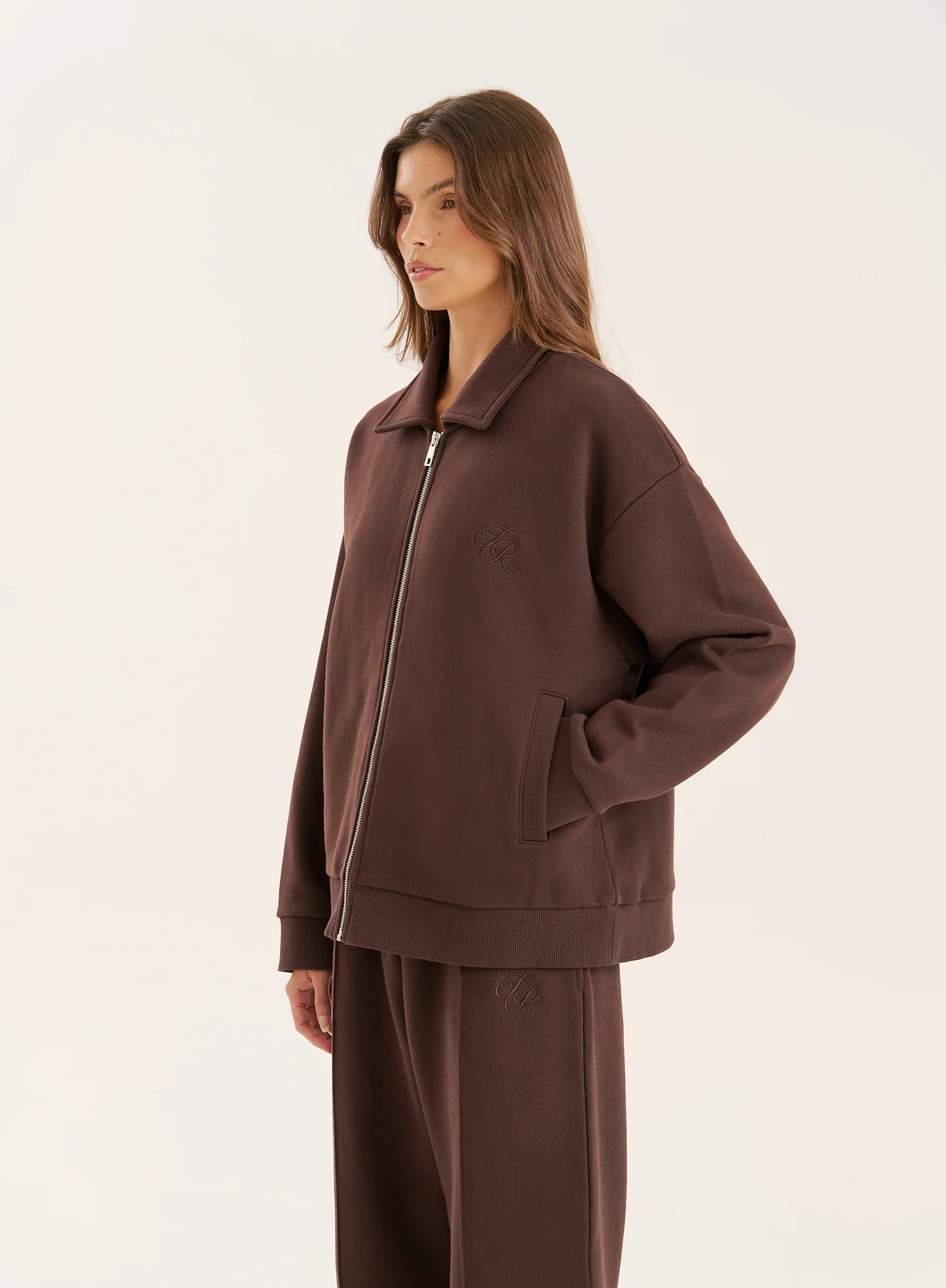 Chocolate Logo Detail Zip Bomber Jacket