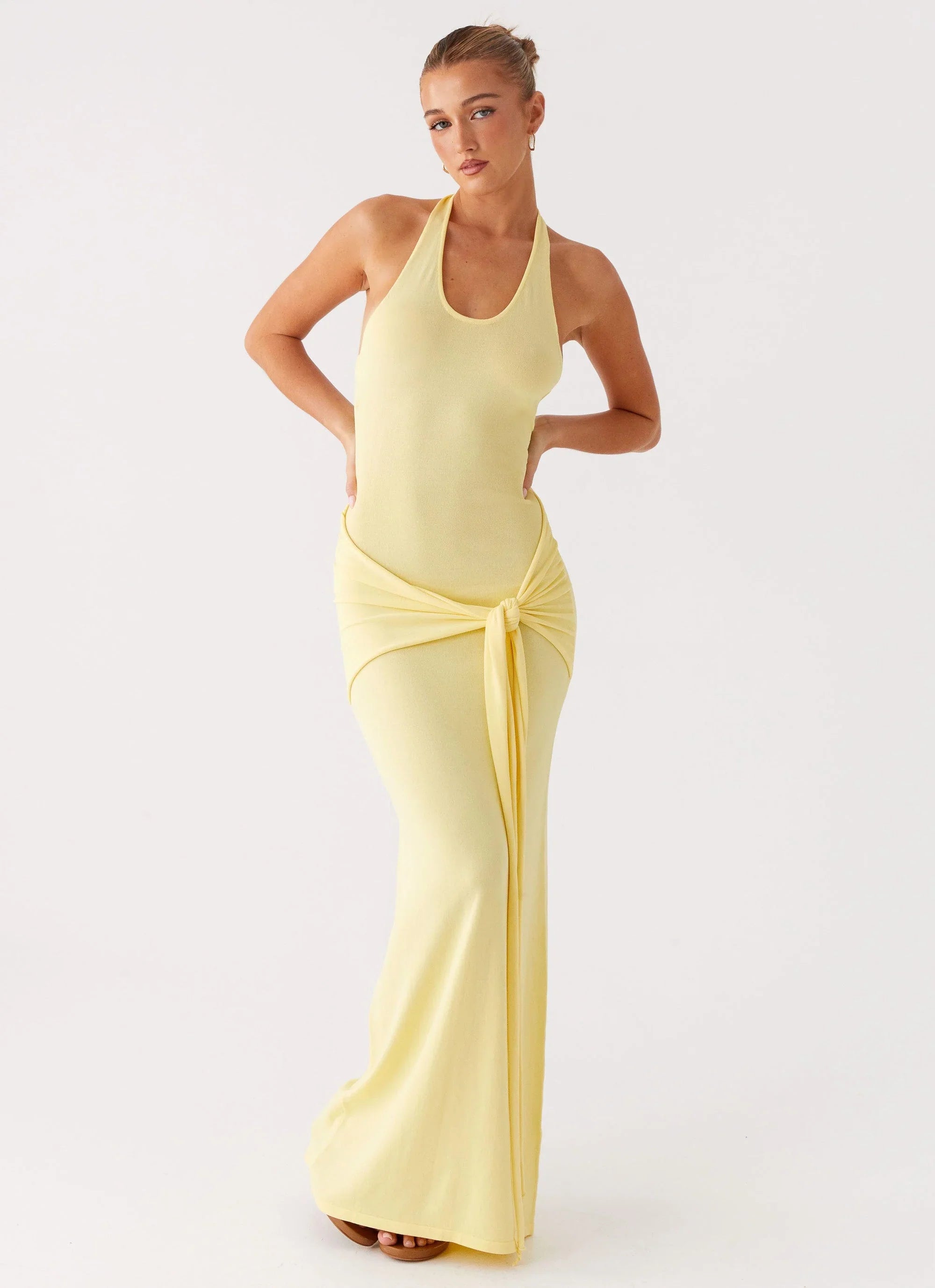 Pina Colada Knit Maxi Dress Yellow