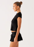 Landon Button Up Top Black