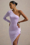 Astra Lavender One Shoulder Asymmetric Maxi Dress