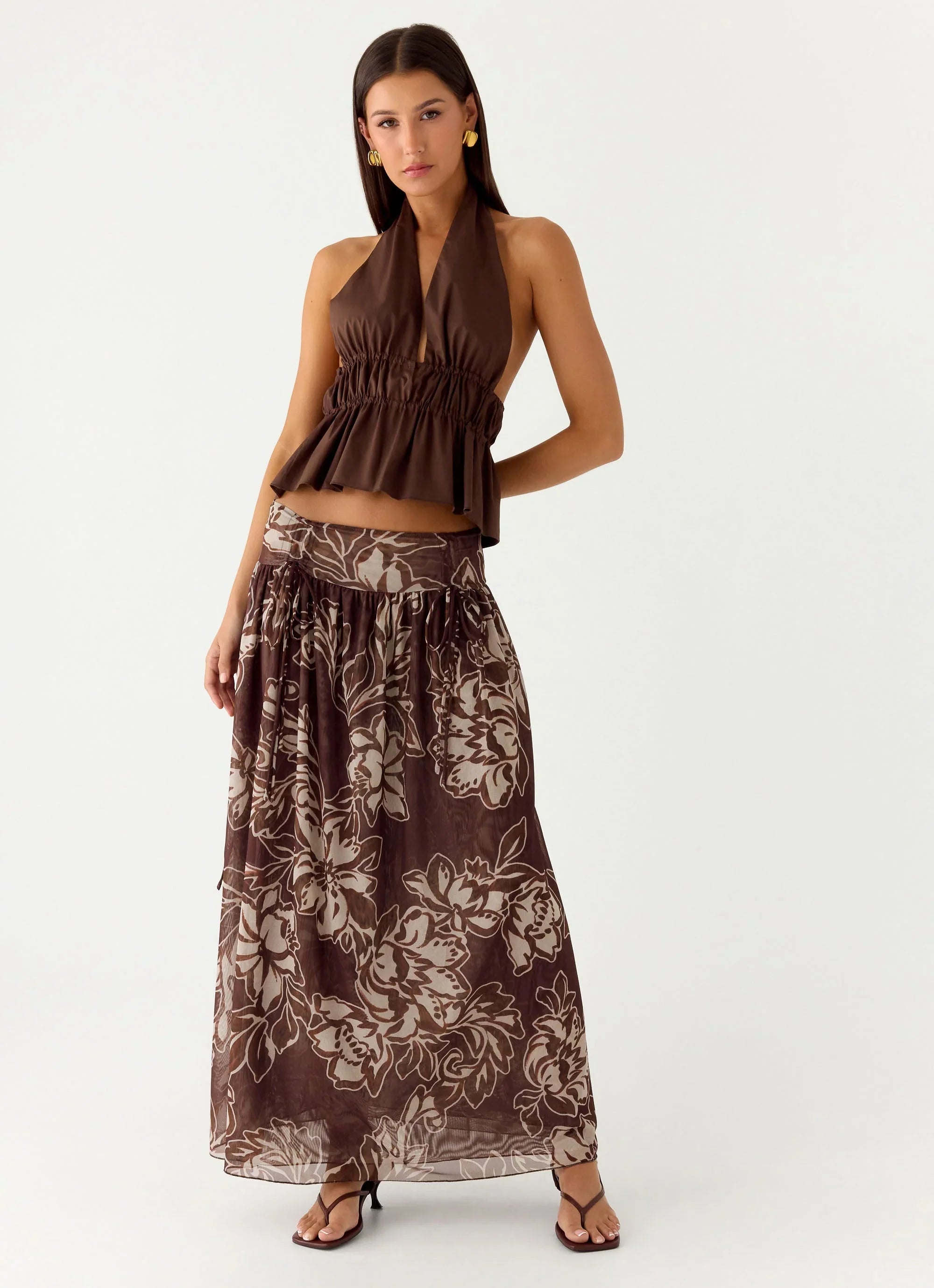 Hot Like Me Maxi Skirt Espresso Meadow