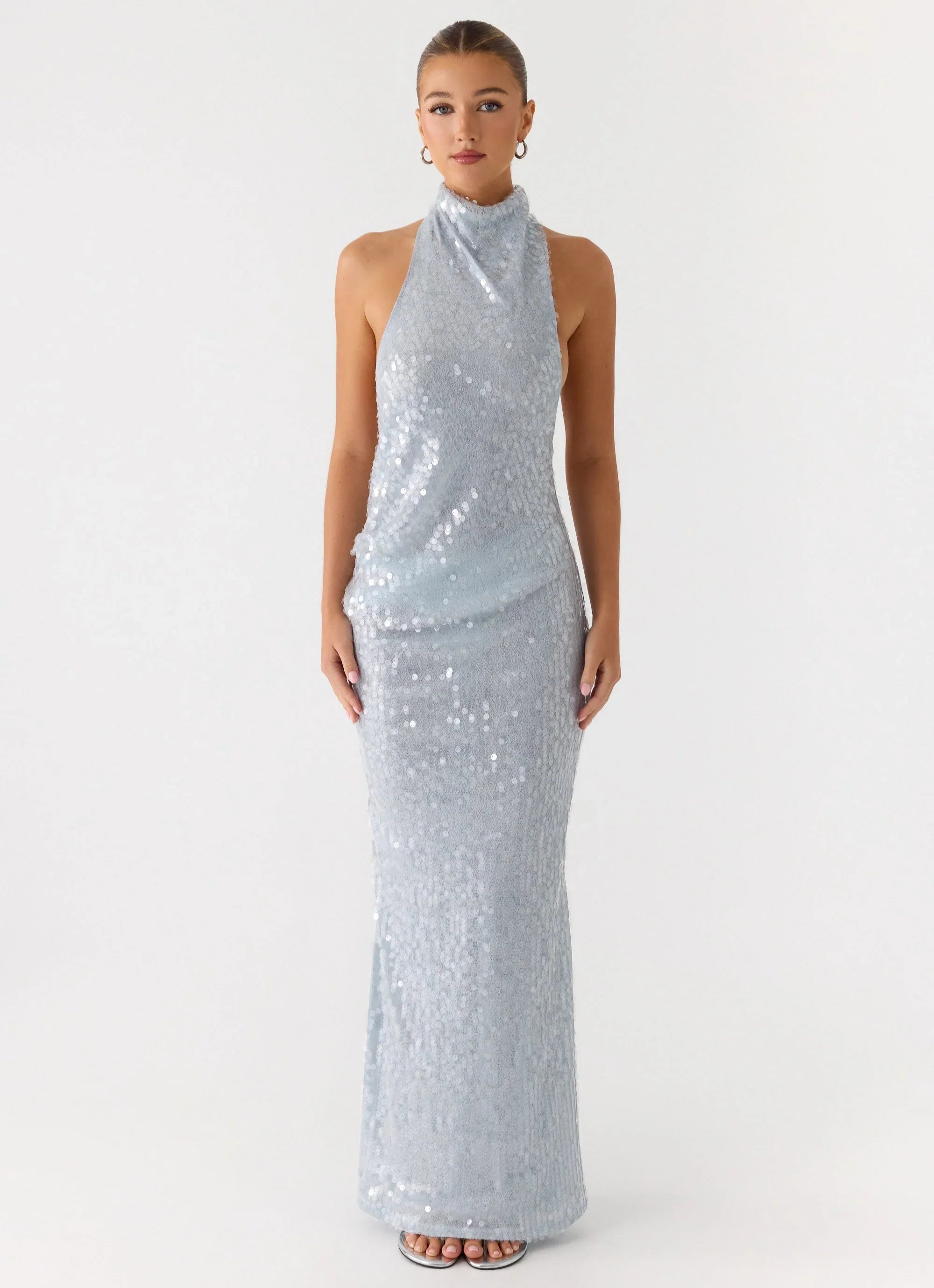 Kaida Sequin Maxi Dress Misty Blue
