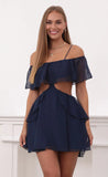 Mesh Cutout Dress in Navy