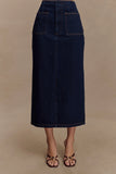 Fallon Denim Midi Skirt Indigo Blue