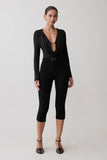 Ren Cowl Long Sleeve Slinky Bodysuit Black