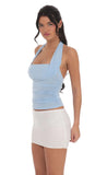 Rhinestone Mesh Mini Skirt in White