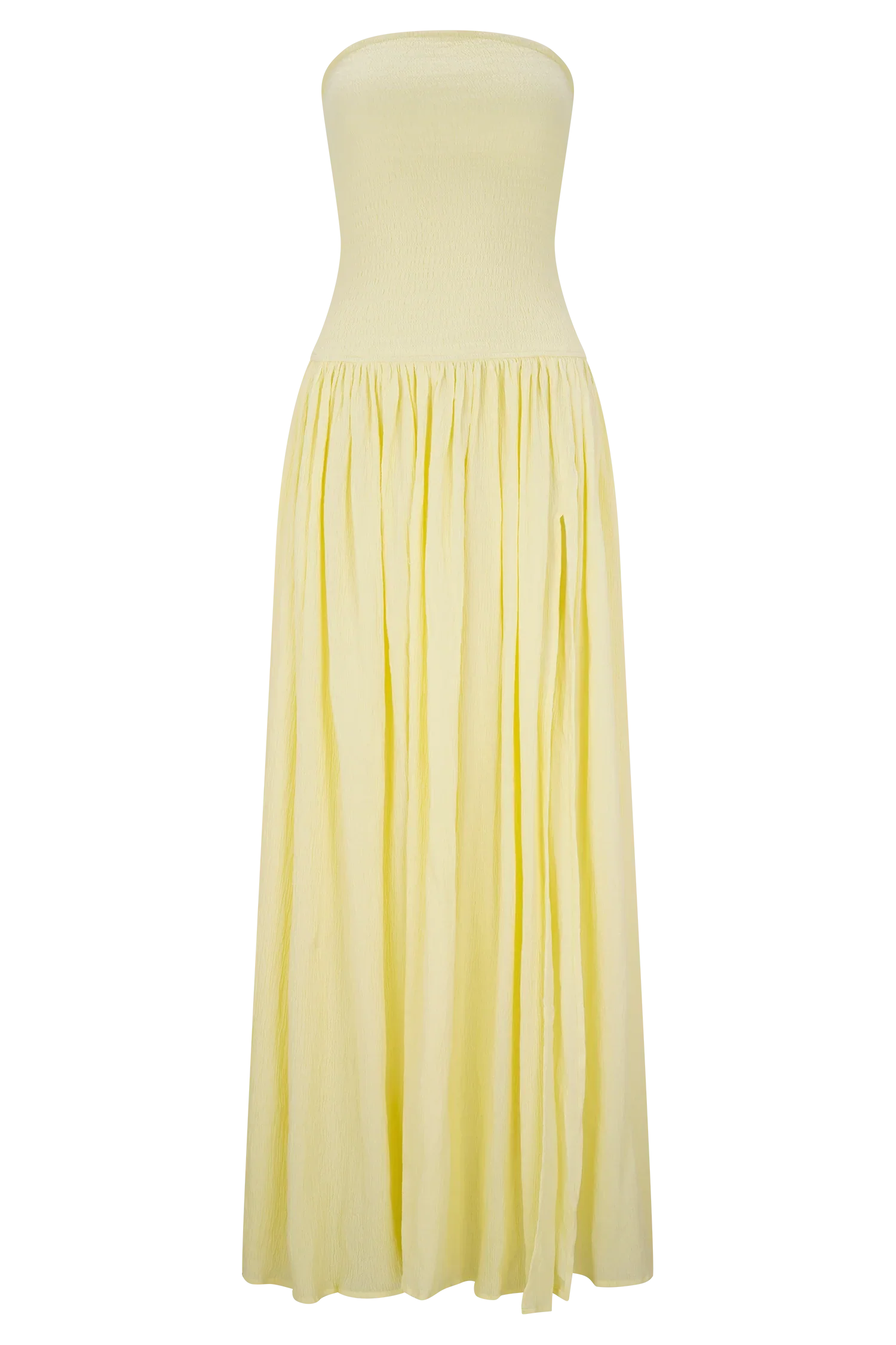 Maureen Cotton Shirring Maxi Dress Lemon