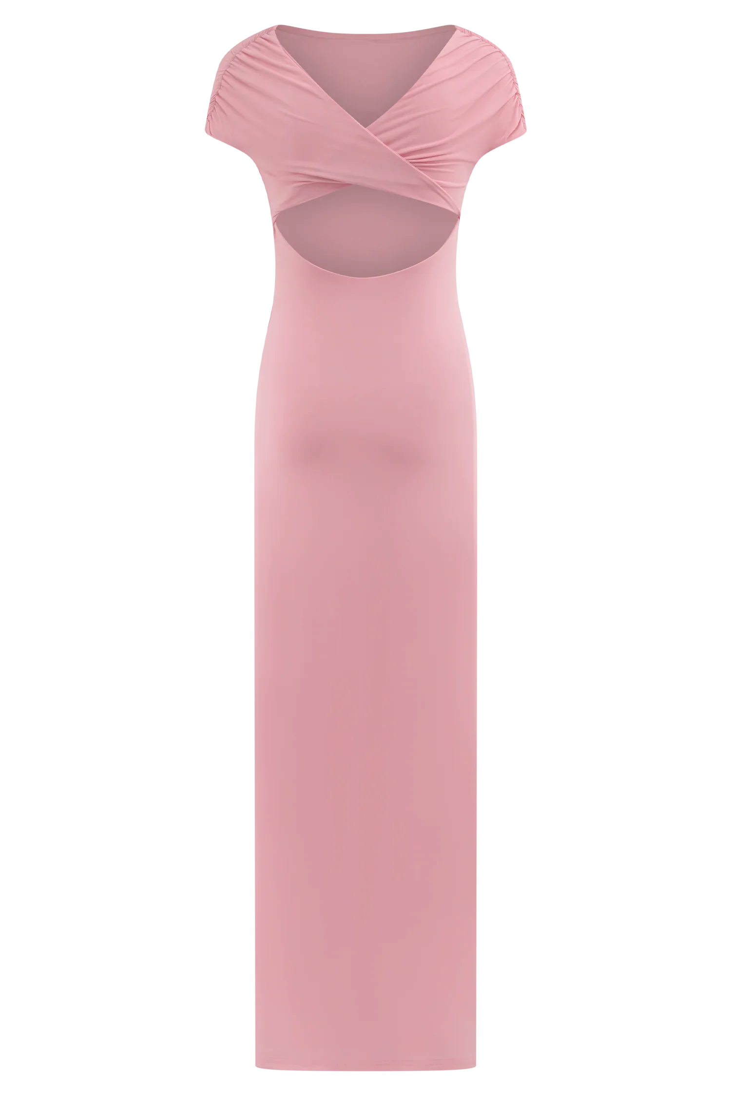 Imogen Off Shoulder Slinky Maxi Dress Candy Pink